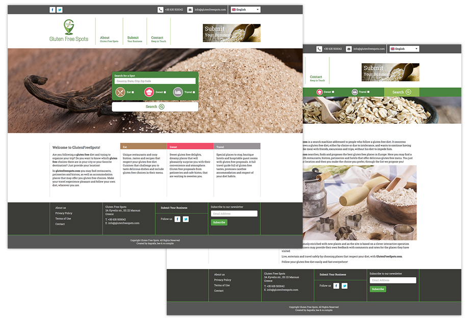 Gluten Free Spots, responsive σχεδιασμός κατασκευή ιστοσελίδας, website responsive design development