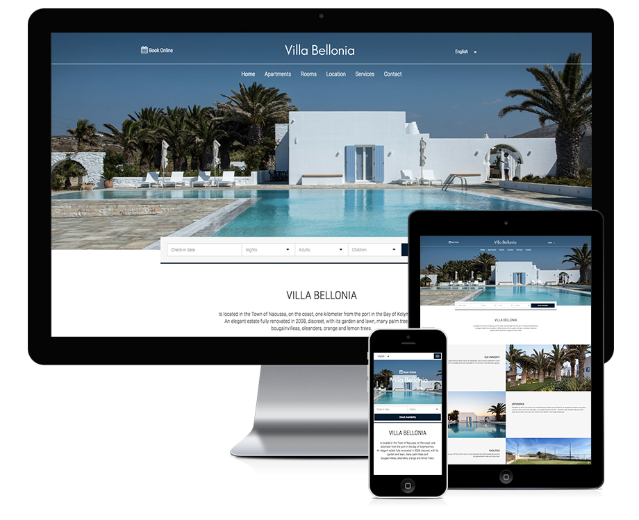 Villa Bellonia, responsive σχεδιασμός κατασκευή ιστοσελίδας, website responsive design development